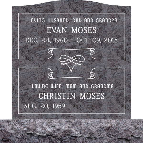 MMUC-04 upright companion gravestone marker design from Mattos Memorials in Hayward California