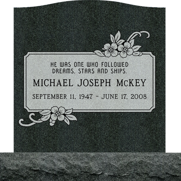 MMUS-07 upright single gravestone marker design from Mattos Memorials in Hayward California