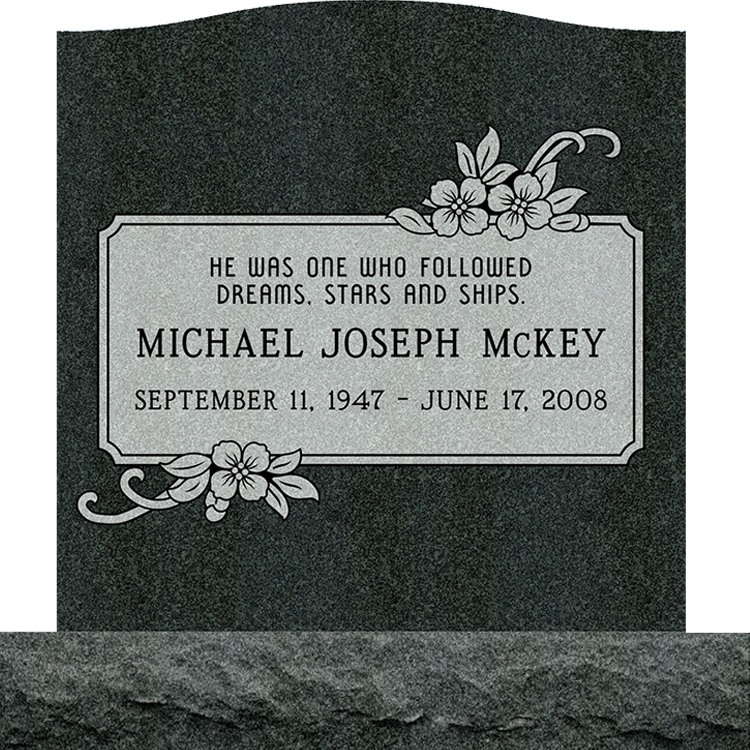 MMUS-07 upright single gravestone marker design from Mattos Memorials in Hayward California
