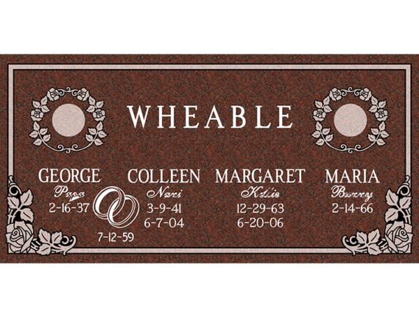 MMFC-186 Companion Flat Granite Marble Burial Markers multi-person double gravesites from Mattos Monuments