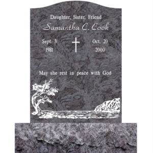 MMUS-70 upright single gravestone marker design from Mattos Memorials in Hayward California