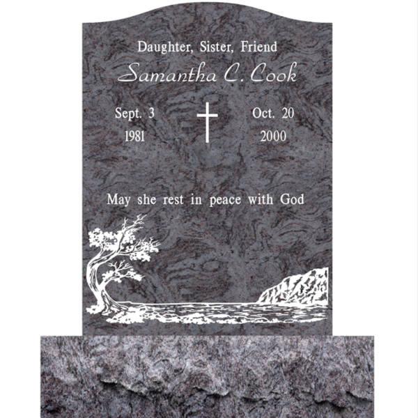 MMUS-70 upright single gravestone marker design from Mattos Memorials in Hayward California