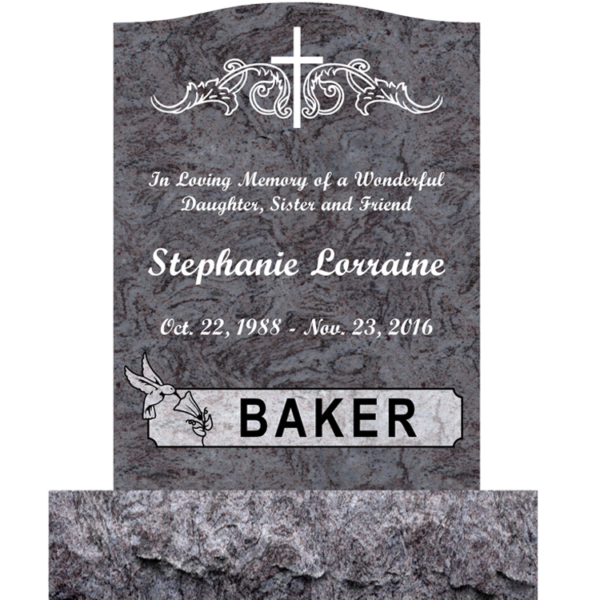 MMUS-73 upright single gravestone marker design from Mattos Memorials in Hayward California