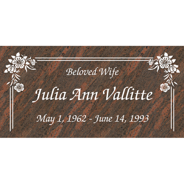 MMFS-252 Single Flat Granite Marble Burial Markers Indvidual gravesites from Mattos Monuments