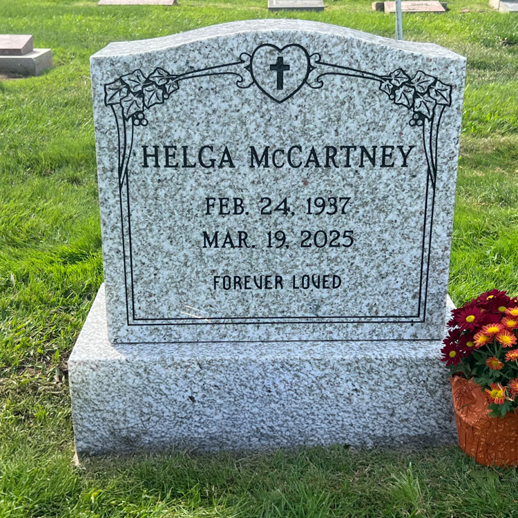 MMUS-78 upright single gravestone marker design from Mattos Memorials in Hayward California