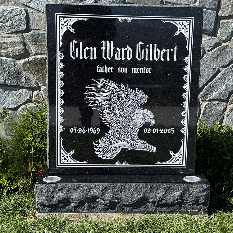 Headstone Memorial at Los Gatos Memorial Park in San Jose, California