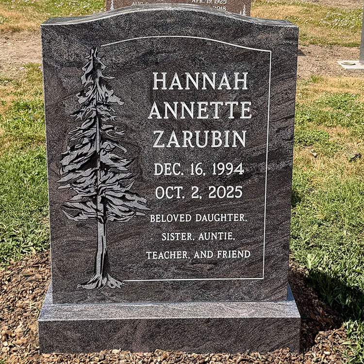 Headstone Memorial at Los Gatos Memorial Park in San Jose, California
