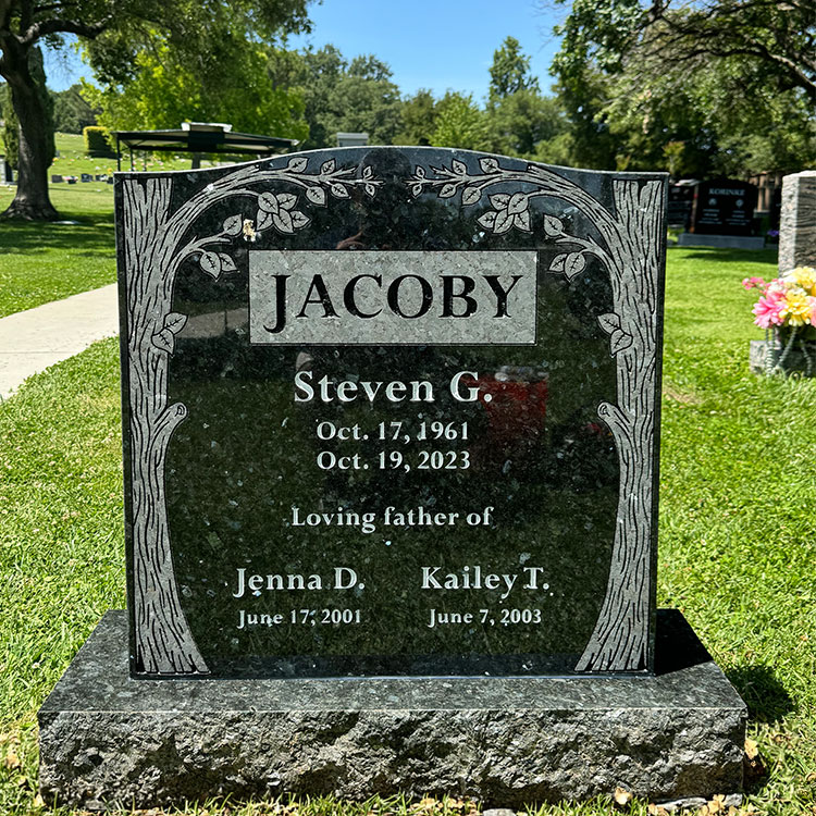 Headstone Memorial at Los Gatos Memorial Park in San Jose, California