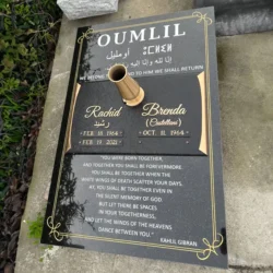 photo of a headstone memorial grave marker at Oakmont Memorial Park in Lafayette, California.