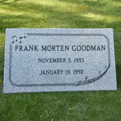 photo of a flat grave marker at Skylawn Cemetery in San Mateo, California