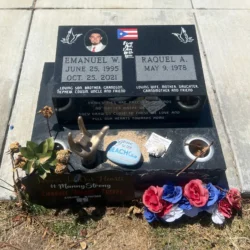 photo of a memorial grave marker at Holy Sepulchre Cemetery in Hayward, California