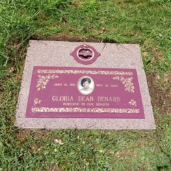 photo of a memorial grave marker at Oakmont Memorial Park in Lafayette, California.