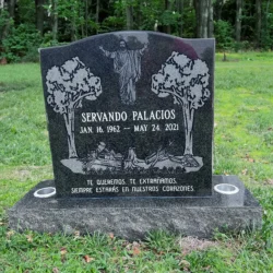 photo of black marble upright gravestone marker at Lone Tree Cemetery in Hayward, California