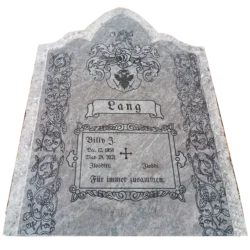 Grey granite marble upright headstone at Los Gatos Cemetery in San Jose, California