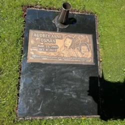 photo of a memorial grave marker at Oakmont Memorial Park in Lafayette, California.