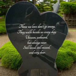 Photo of a custom upright heart grave marker at chapel of the chimes cemetery in Hayward, California