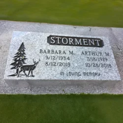 photo of a memorial grave marker at Mountain View Cemetery in Oakland, California.